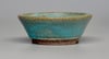 Round bonsai / accent pot in a matte blue glaze. D.90mm