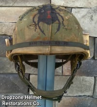 Image 5 of Vietnam M-1C Airborne Helmet Paratrooper liner Mitchell Camo Cover Cigarettes Rations. "WIDOW MAKER"