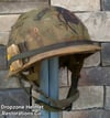 Vietnam M-1C Airborne Helmet Paratrooper liner Mitchell Camo Cover Cigarettes Rations. "WIDOW MAKER"