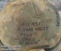 Image 18 of Vietnam M-1C Airborne Helmet Paratrooper liner Mitchell Camo Cover Cigarettes Rations. "WIDOW MAKER"