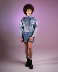 Image 1 of MINI DRESS JACKET PATCHWORK DENIM