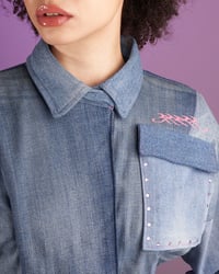 Image 4 of MINI DRESS JACKET PATCHWORK DENIM