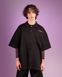 Image 1 of OVERSIZED BOWLING SHIRT WITH SCREEN-PRINTED LOGO