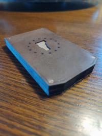 Image 4 of Handcrafted Leather & Wood Travel Cribbage Board with Copper Rivets