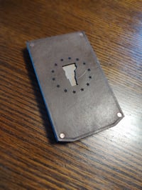 Image 1 of Handcrafted Leather & Wood Travel Cribbage Board with Copper Rivets