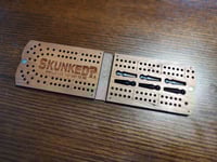 Image 5 of Handcrafted Leather & Wood Travel Cribbage Board with Copper Rivets