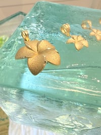 Image 2 of 14k solid yellow and rose gold Hawaiian plumeria pendant 