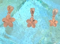 Image 4 of 14k solid yellow and rose gold Hawaiian plumeria pendant 