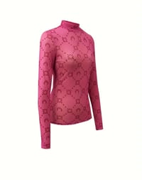 Image 1 of Pink power semi-sheer top 