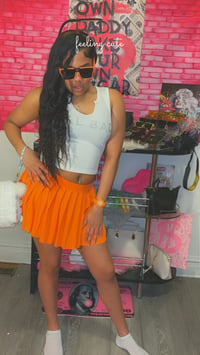 Image 4 of Get em’ girl pleated mini skirt (orange)