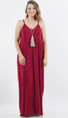 Plus Size Side-Pocket Maxi Dress w/ Adjustable Strap