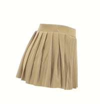 Image 2 of Get em’ girl pleated mini skirt (tan)