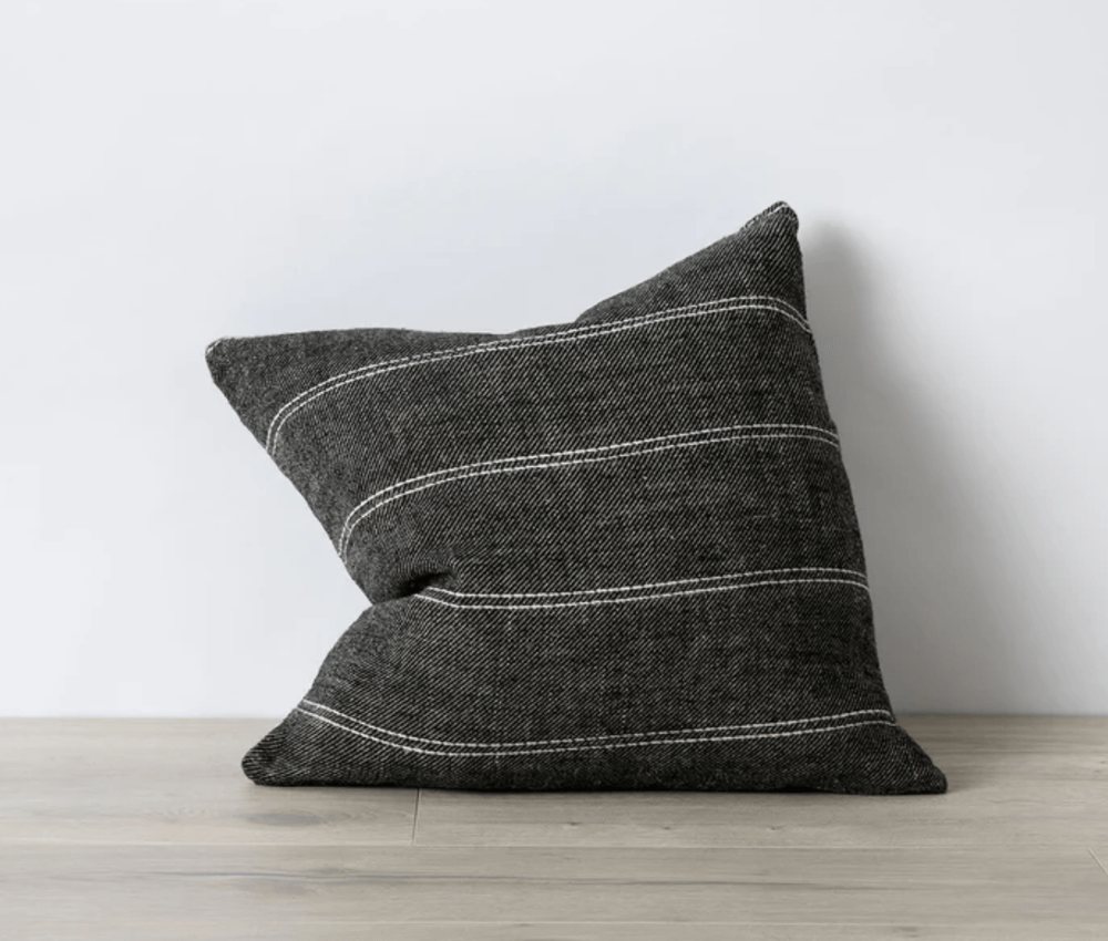 Image of  Charcoal Striped Linen Cushion