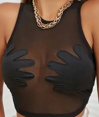 Image 1 of Sheer hands on crop top