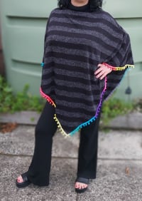 Image 1 of KAT Hand made poncho - black/grey