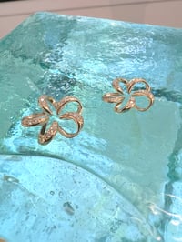 Image 2 of 14k solid gold floating plumeria diamond pendant