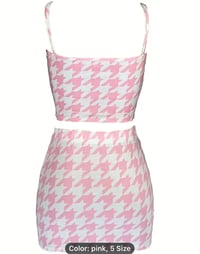 Image 2 of Houndstooth mini skirt set (pink & white)