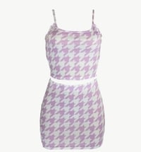 Image 1 of Houndstooth mini skirt set (lavender)