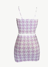 Image 2 of Houndstooth mini skirt set (lavender)