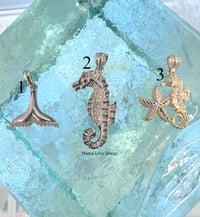 Image 1 of 14k solid gold diamond whale tail , diamond seahorse , starfish with seahorse 