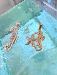 Image 4 of 14k solid gold diamond whale tail , diamond seahorse , starfish with seahorse 