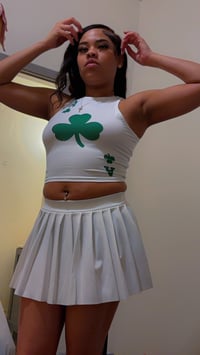 Image 3 of Lucky spade crop tee (white/green)