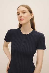 Image 1 of kowtow henley knit top navy