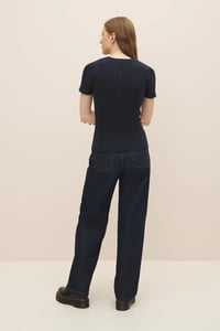 Image 2 of kowtow henley knit top navy