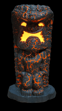 Image 1 of Tiki Classics Large 12" Ceramic Ku Tiki Lamp ALL OVER ORANGE LAVA