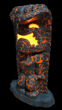 Image 2 of Tiki Classics Large 12" Ceramic Ku Tiki Lamp ALL OVER ORANGE LAVA