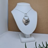 Image 4 of Silver Large Floral Mum Heart Pendant (SJ064)