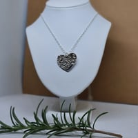 Image 3 of Silver Pink CZ Crystal Mum Heart Pendant (SJ066) 