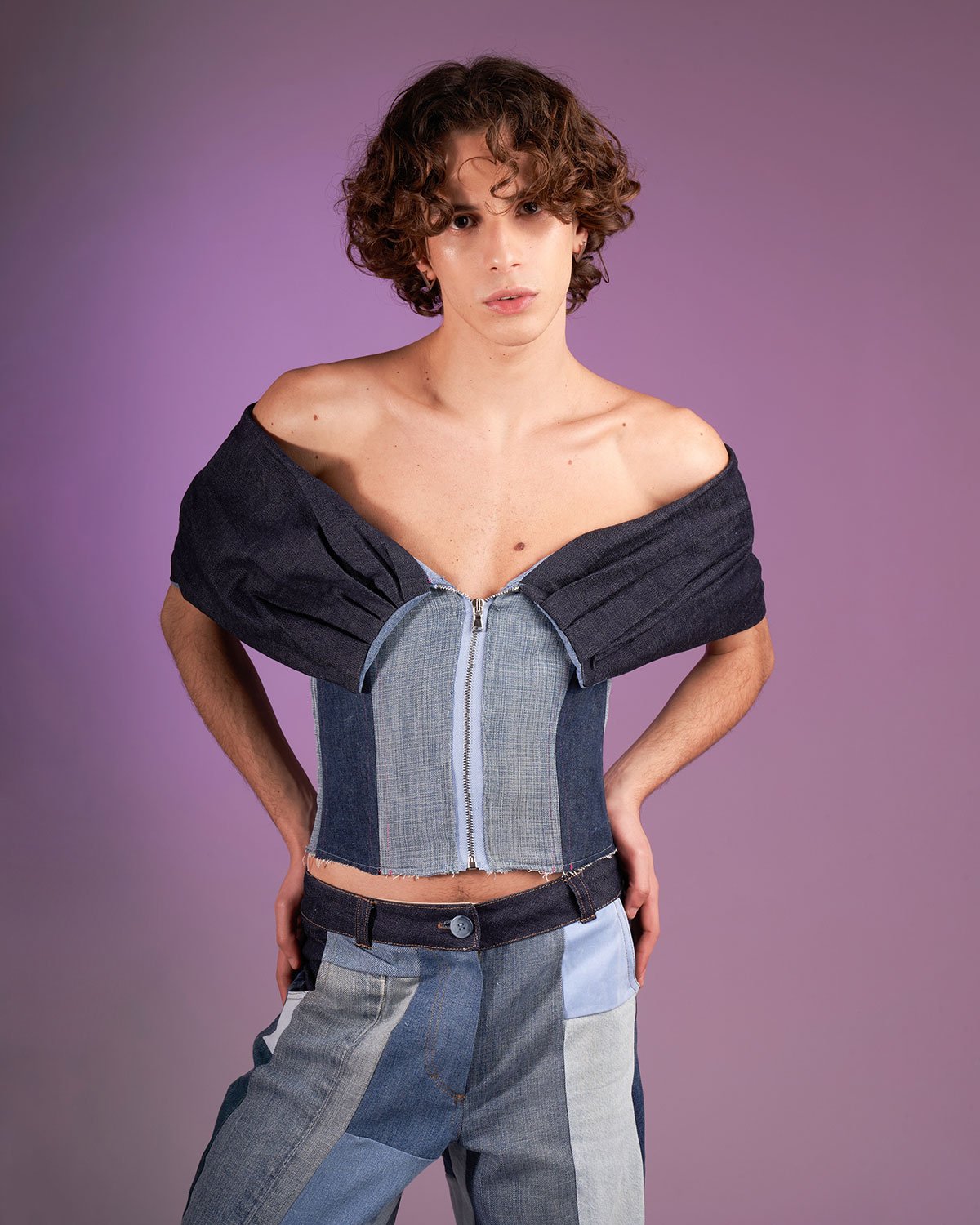 UNISEX PATCHWORK DENIM CORSET