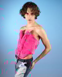 Image 1 of UNISEX FAUX FUR PINK CORSET