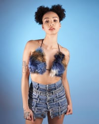Image 1 of BLUE FADED FAUX FUR TOP