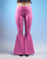 Image 1 of FLARED FAUX LEATHER PINK TROUSERS