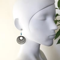 Image 5 of Circle Filigree Hoops with Turquoise Stone Beads