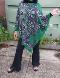 Image 1 of Handmade poncho green paisley