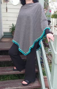 Image 1 of Handmade poncho black/white