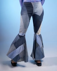 Image 2 of FLARED PATCHWORK DENIM TROUSERS