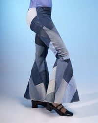 Image 3 of FLARED PATCHWORK DENIM TROUSERS