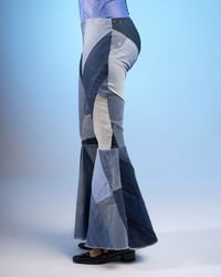 Image 4 of FLARED PATCHWORK DENIM TROUSERS