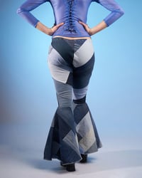 Image 5 of FLARED PATCHWORK DENIM TROUSERS