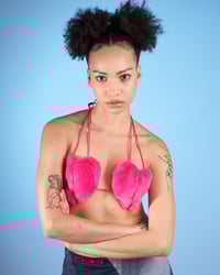 Image 1 of PINK HEART-SHAPED FAUX FUR TOP