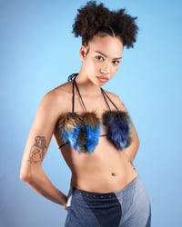 Image 1 of BLUE FADED HEART-SHAPED FAUX FUR TOP