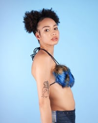 Image 2 of BLUE FADED HEART-SHAPED FAUX FUR TOP