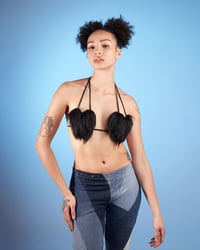 Image 1 of BLACK HEART-SHAPED FAUX FUR TOP