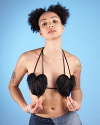 Image 2 of BLACK HEART-SHAPED FAUX FUR TOP