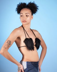 Image 3 of BLACK HEART-SHAPED FAUX FUR TOP