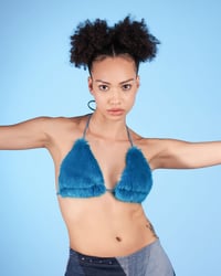 Image 1 of BLUE FAUX FUR TOP